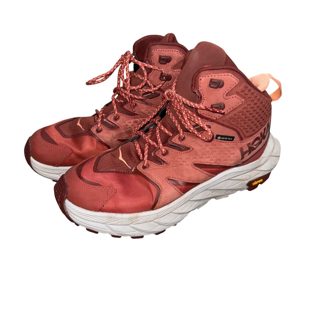 Hoka Anacapa Mid GTX Women 8B Hot Sauce Red Good Waterproof Hiking Boots 1119372